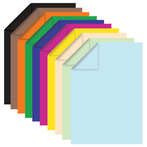 Бумага цветная тонированная Brauberg Kids series (10 цветов, 100 листов, А4, склейка) (124715), 20 уп.