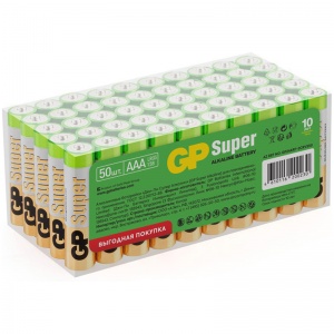 Батарейка GP Super AAA/LR03 (1.5 В) алкалиновая (картон, 50шт.) (GP 24ARF-2CRVS50)