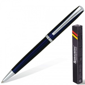 Ручка шариковая автоматическая Brauberg Cayman Blue (бизнес-класса, корпус синий, серебристые детали, синий цвет чернил) 25шт. (141409)