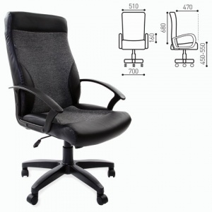 Кресло руководителя Brabix Trust EX-535, экокожа черная, ткань серая, пластик черный (531383)