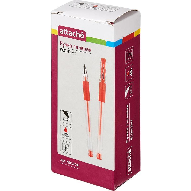 Ручка гелевая Attache Economy (0.5мм, красный, резиновая манжетка), 24шт.