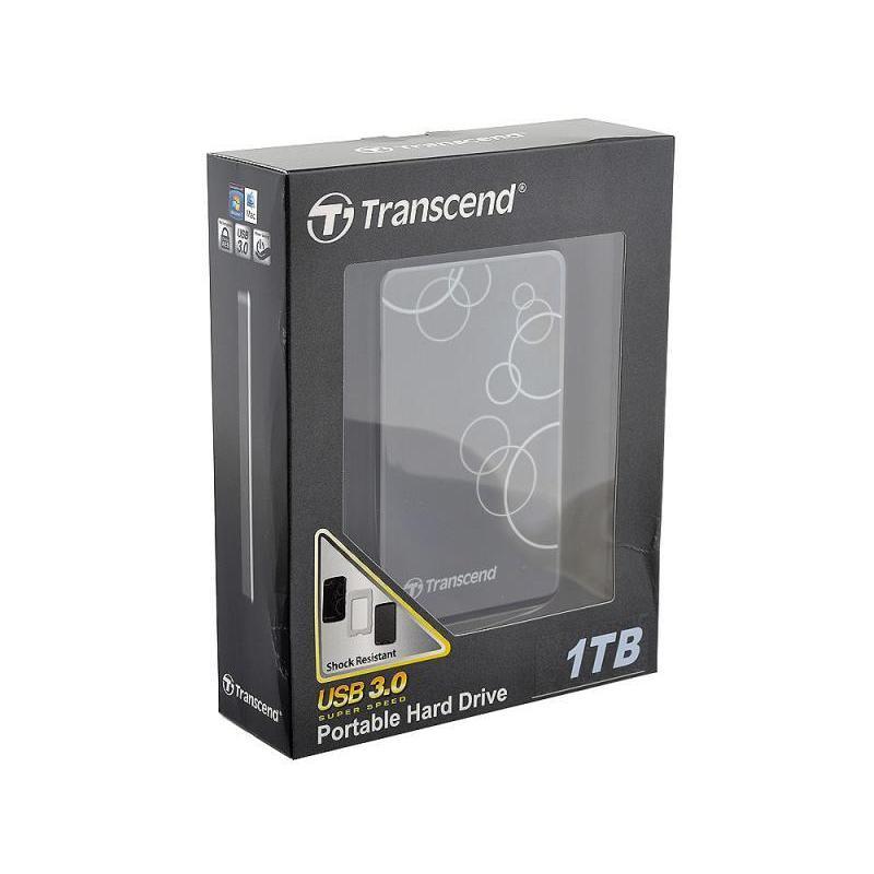 Внешний жесткий диск Transcend StoreJet 25A3K, 1Тб, черный (TS1TSJ25A3K)