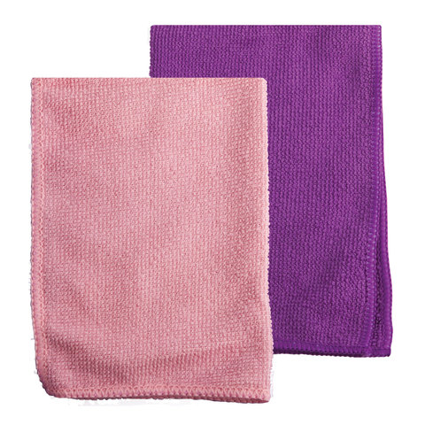 Салфетка хозяйственная Офисмаг (25x25см) микрофибра, фиолетовая + розовая, 2шт. (603941)