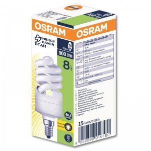 Лампа энергосберегающая Osram DST MTW 15W/827 220-240В (15Вт, Е14) теплый белый, 10шт. (4052899916180)