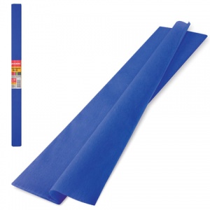 Бумага цветная крепированная Brauberg, 50x250см, плотная, растяжение до 45%, 32 г/кв.м, синяя, в рулоне, 10 листов (126535)