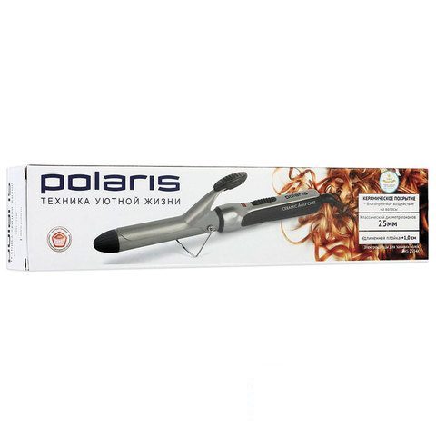 Щипцы для завивки волос Polaris PHS 2534K, диаметр 25мм, серый