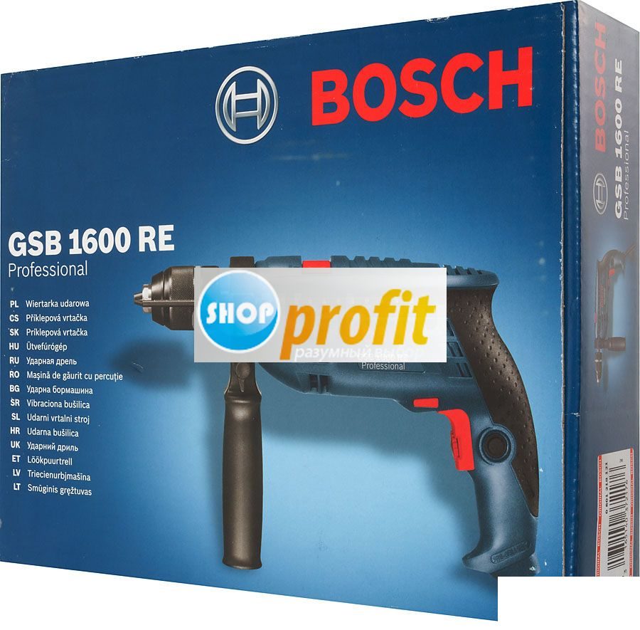 Дрель ударная Bosch GSB 1600 RE, быстрозажимной патрон (0601218121)
