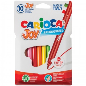 Набор фломастеров 10 цветов Carioca Joy (линия 1-2.6мм, смываемые) картонный футляр (40528)