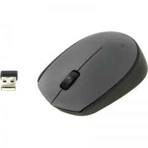 Мышь оптическая беспроводная Logitech M170, USB, серая и, черная (910-004642)