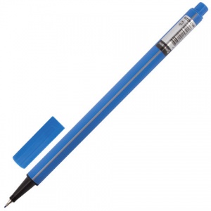 Ручка капиллярная Brauberg Aero (0.4мм, метал.наконечник, трехгранная) голубая, 12шт. (142259)