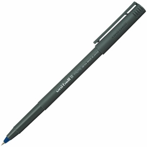 Ручка-роллер Uni-Ball II Micro (0.24мм, синий цвет чернил, корпус черный) 12шт. (UB-104 Blue)