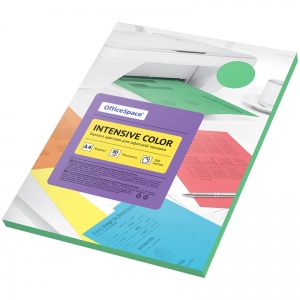 Бумага цветная А4 OfficeSpace Intensive Color интенсив зеленая, 80 г/кв.м, 100 листов (IC_38228)