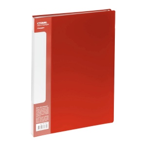 Папка файловая 80 вкладышей Стамм "Стандарт" (А4, пластик, 30мм, 800мкм) красная (ММ-30631)