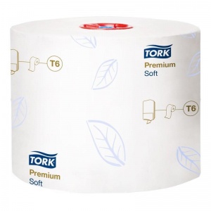 Бумага туалетная 2-слойная Tork Premium T6 Mid-size, белая, 90м, 27 рул/уп (127520)