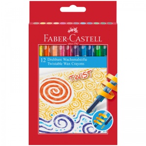 Карандаши восковые 12 цветов Faber-Castell (круглые, выкручивающийся стержень) картон (120003)