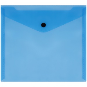 Папка-конверт на кнопке Стамм (А5 (190x240мм), 150мкм, пластик) прозрачная, синяя (ММ-32277), 10шт.