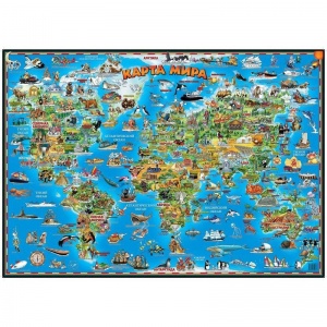 Карта мира детская настольная, 590x420мм