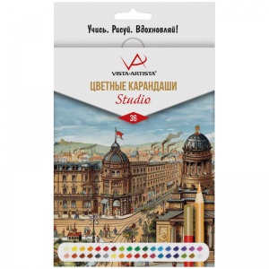 Карандаши цветные 36 цветов Vista-Artista "Studio" (L=177мм, 6гр) картон, европодвес (60904725742)