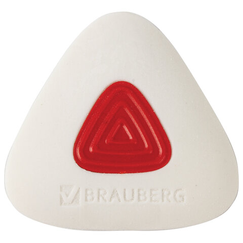 Ластик Brauberg Trios PRO (36х36х9мм, белый, треугольный, красный пластиковый держатель) 36шт. (229559)