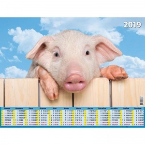 Календарь настенный листовой на 2019 год Атберг "Символ года" (45х59см)