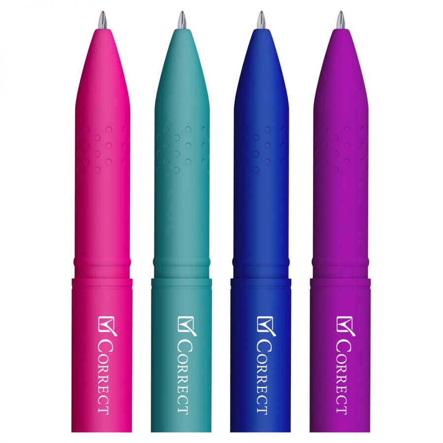 Ручка гелевая стираемая Berlingo Correct (0.5мм, синяя, прорезин. корпус) разные цвета корпуса, 20шт. (CGp_60915)