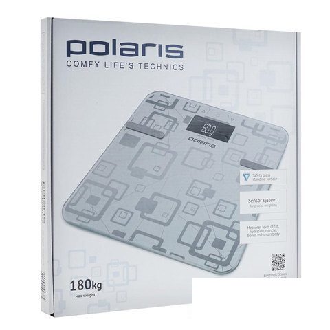 Весы напольные диагностические Polaris PWS 1834DGF, до 180кг, цвет серый с рисунком