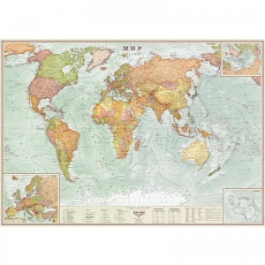 Настенная политическая карта мира (масштаб 1:17 млн) экодизайн