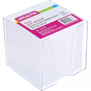 Блок-кубик для записей Attache, 90x90x90мм, белый, прозрачный бокс