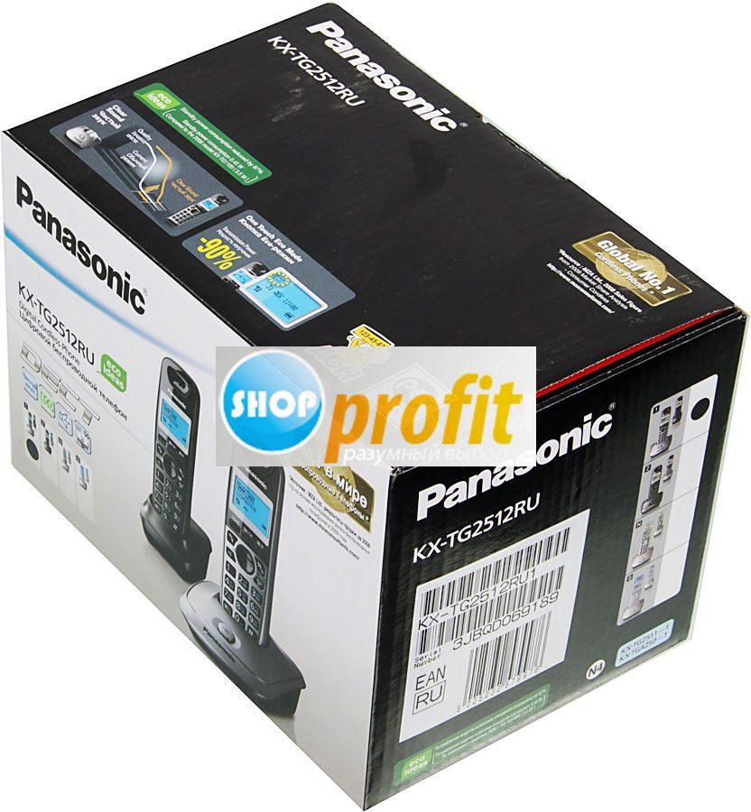 Радиотелефон Panasonic KX-TG2512RU1, серый металлик, 2 трубки (KX-TG2512RU1)