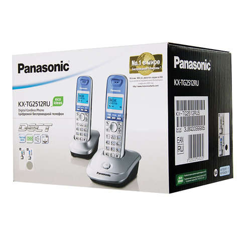 Радиотелефон Panasonic KX-TG2512RUS, серебристый, 2 трубки (KX-TG2512RUS)