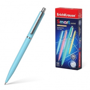 Ручка шариковая автоматическая Erich Krause Smart Pastel (0.35мм, синий цвет чернил, круглый корпус), 12шт. (230698)