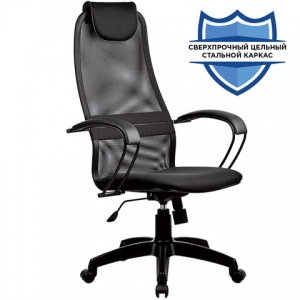Кресло руководителя Metta BP-8PL, ткань/сетка черная, пластик черный