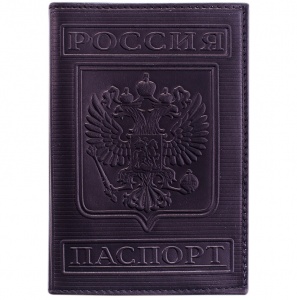 Обложка для паспорта OfficeSpace, натуральная кожа тип 3, черный, тиснение "Герб" (KPs_1641 / 176866)
