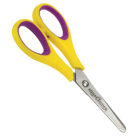 Ножницы детские Юнландия, 125мм, для левшей, закругленные, желто-фиолетовые (236783)