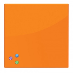 Доска стеклянная магнитно-маркерная Brauberg, оранжевая, 450x450мм, 3 магнита (236738)
