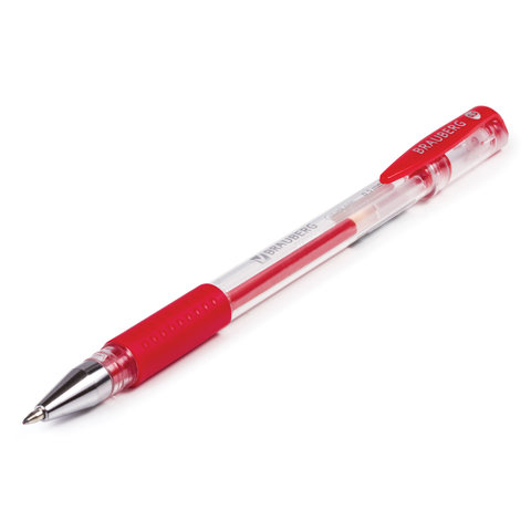 Ручка гелевая Brauberg Number One (0.35мм, красный, резиновая манжетка) 1шт. (141195)