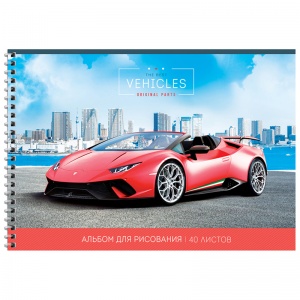 Альбом для рисования А4, 40л ArtSpace "Авто. Red car" (100 г/кв.м) 4шт. (А40сп_36080)
