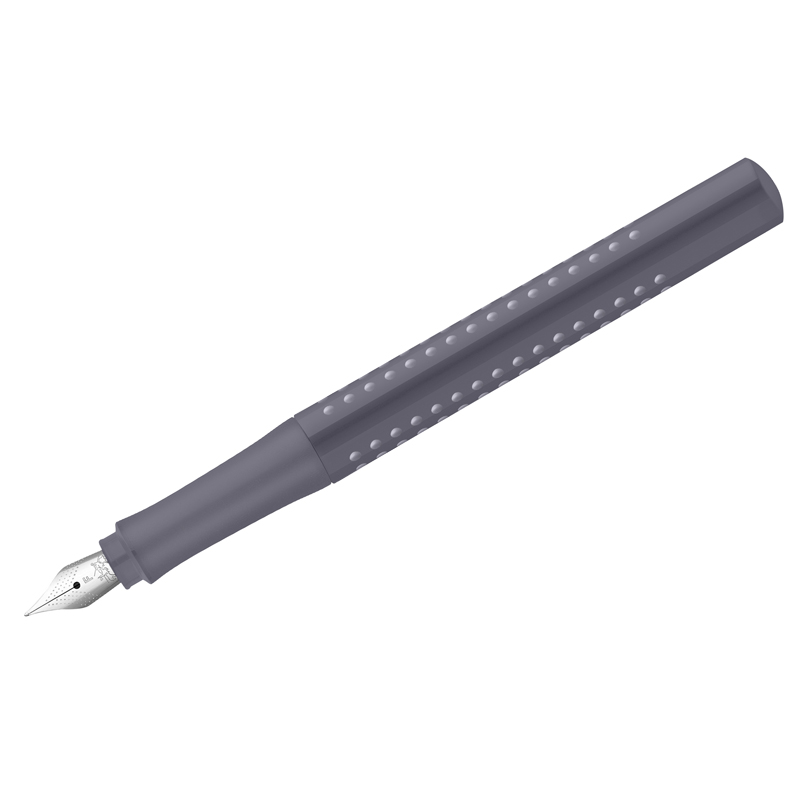 Ручка перьевая Faber-Castell Grip 2010, синяя, F=0,6мм, трехгранная, бархатный серый корпус (140830)