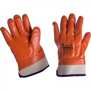 Перчатки защитные хлопковые Ампаро Арктика, утепленные, с ПВХ покрытием, оранжевые, размер 11 (XL), 1 пара