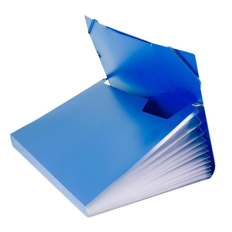 Папка на резинках пластиковая Attache (А4, 30мм, до 300 листов, 13 отделений) синяя