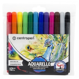 Набор акварельных маркеров Centropen Aquarelle 8683 (1-9мм, кистевые, 12 цветов) 12шт. (6 8683 1285)