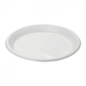 Тарелка одноразовая пластиковая Мистерия (d=205мм, белая) 100шт. (120100)