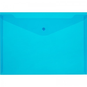 Папка-конверт на кнопке Attache (А4, 180мкм, до 120л., полипропилен) прозрачно-синяя, 10шт.