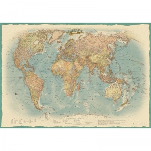 Настенная политическая карта мира в стиле ретро (масштаб 1:22 млн)