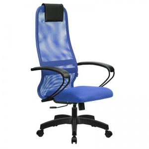 Кресло руководителя Metta B-8, сетка/ткань синяя, пластик черный