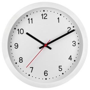 Часы настенные аналоговые Troyka 75751701, круглые, 27x27x3,5 белая рамка (75751701)