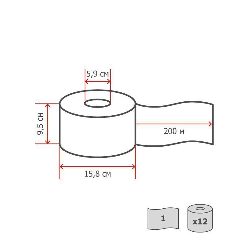 Бумага туалетная для диспенсера 1-слойная Tork T2 Universal Mini, белая, 200м, 12 рул/уп (120197)