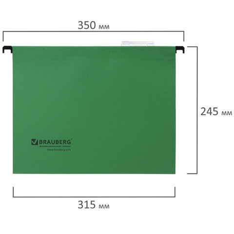 Подвесная папка А4 Brauberg (315x245мм, до 80л., картон) зеленая, 10шт. (231791)