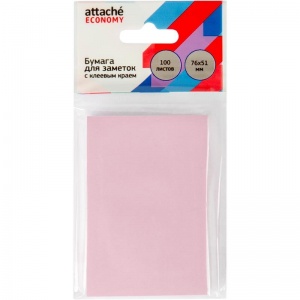 Клейкие закладки бумажные Attache Economy, розовый по 100л., 76х51мм, 12 уп.