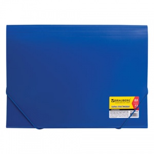Папка на резинках пластиковая Brauberg Business (А4, 13 отделений, 0.5мм) синий (224146)